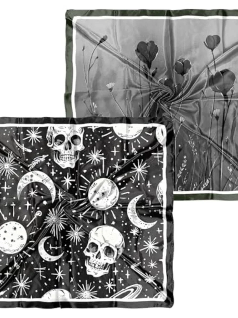 2PCS Silk Feeling Satin Large Square Head Scarf Hair Wrap Bandana Cute